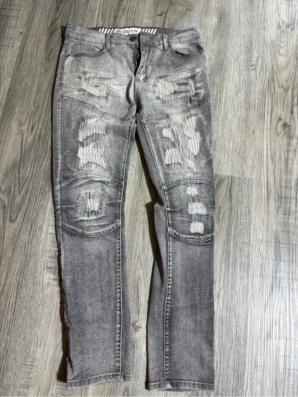 Distressed Gray Slim Jeans